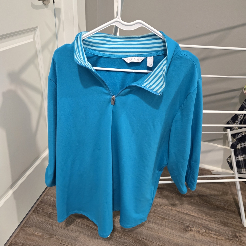 Blue Polka Dot Short Sleeve Top - Picture 4 of 6